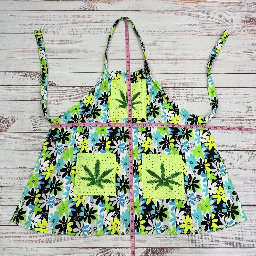 Lot of 3 Handmade Aprons 420 Floral Weeds Plants